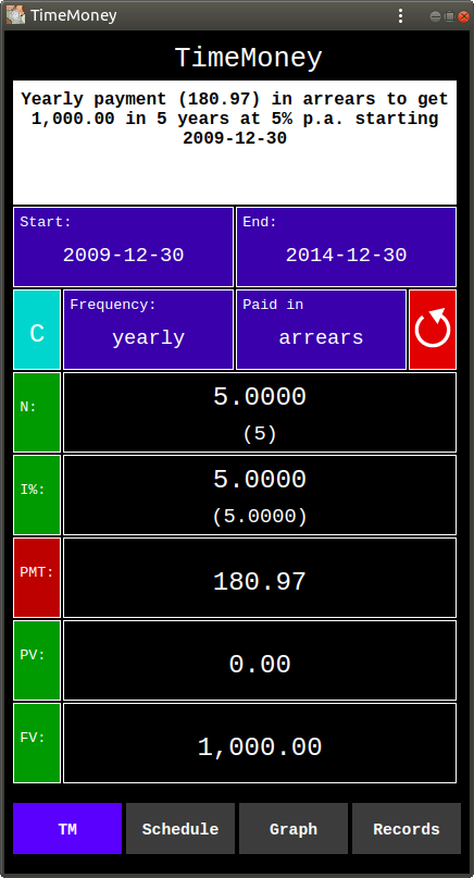 Computation of Growth of 1,000.00 at 5% p.a.