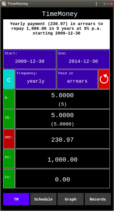 Computation of Growth of 1,000.00 at 5% p.a.