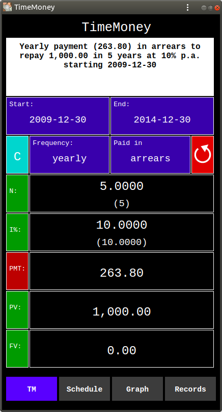 Computation of Growth of 1,000.00 at 10% p.a.